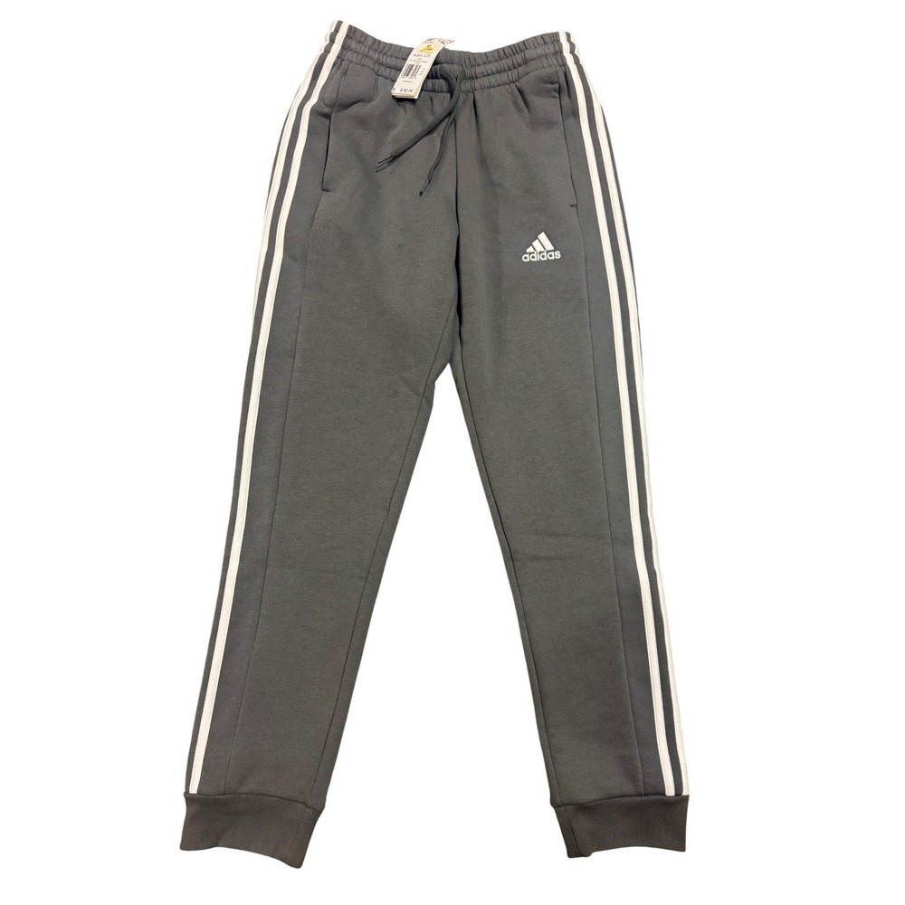 Adidas Mens Essentials 3-Stripes Fleece Tapered Cuff Pants‎ Grey IX0169 Small